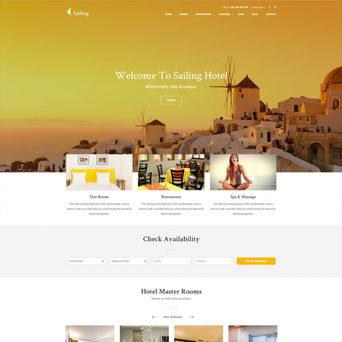 Sailing Hotel - Hotel WordPress Theme
